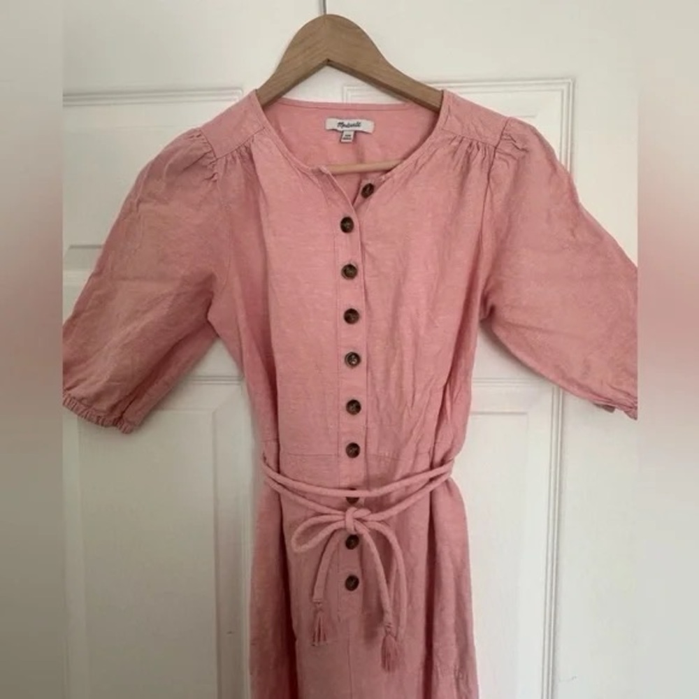 Madewell Linen-Blend Puff-Sleeve Tassel-Tie Jumpsuit, size XXS. - Picture 6 of 14